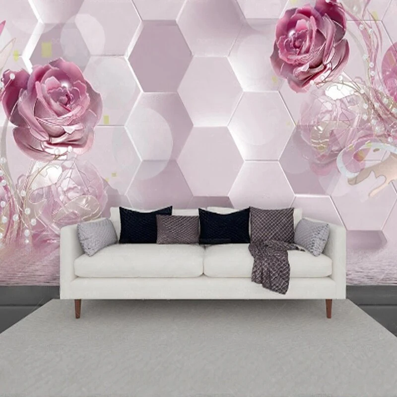 

Простой элегантный романтический и ретро розовое стекло картина элитный телевизор роскошное украшение дома фон настенная живопись