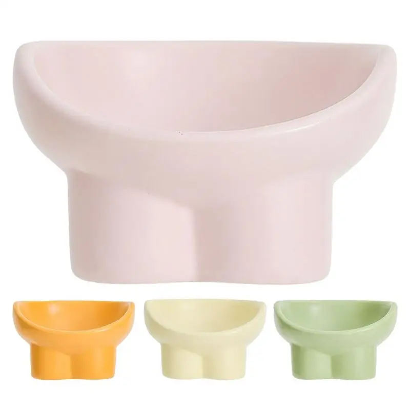 Ceramic Raised Cat Bowl Stress Free Wide Feeding Bowls Prevent Vomiting Dishes Protect Cervical Spine Porcelain Elevated Dish