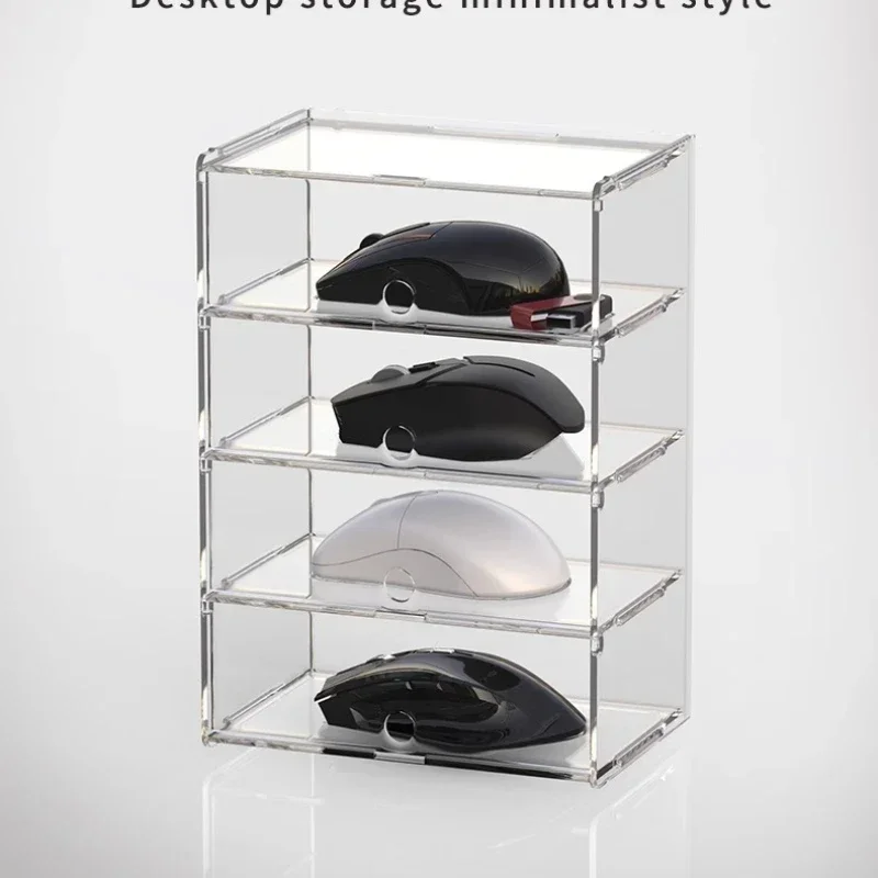 Custom PET Acrylic Mouse Storage Box Thick Drawer Display Rack, E-sports Mechanical Wireless Mouse Dustproof Stand