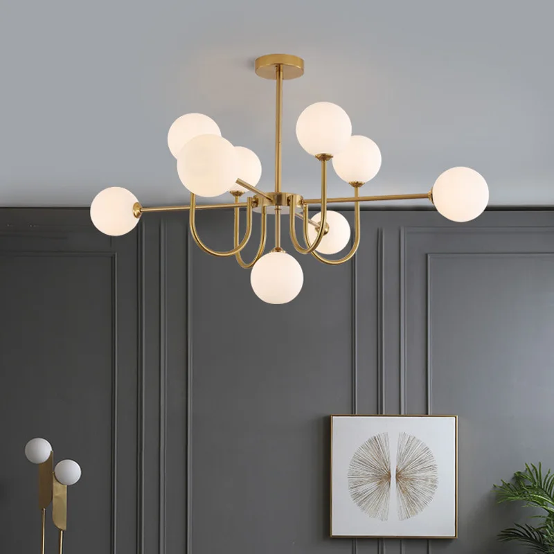 Nordic minimalist Magic Bean LED Pendant Lamp French glass ball U-shaped chandelier modern living dining room bedroom lights