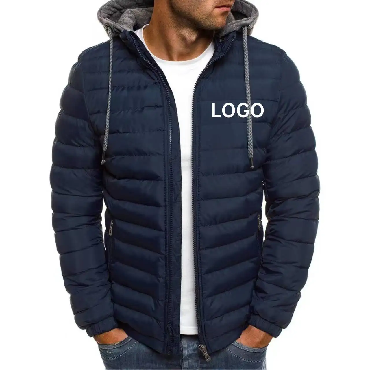 Costom Logo Winter Men Warm Windproof Thick Jacket Parkas Coat Fashion Men Autumn Outwear Waterproof Hooded Parkas Jacket