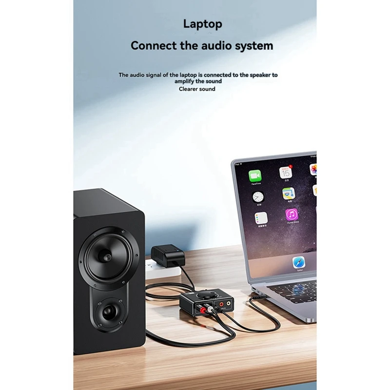 Super Sale 3.5mm RCA 1-to-2 Front Audio Amplifier 3.5mm 2RCA Laptop to Computer Volume Control Converter with on/Off Switch