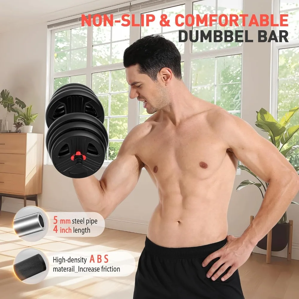 

Adjustable Dumbbells, 20/30/40/55/60/70/80/90lbs Free Weights Dumbbells Convertible 2 or 3 in 1 Set