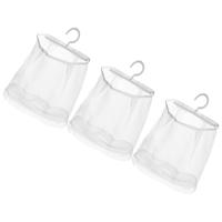 3 Pcs Home Storage Bag Hanging Mesh Wall Clothes Pin Clothespin Bathroom Net Polyester Laundry Hamper Basket Holder
