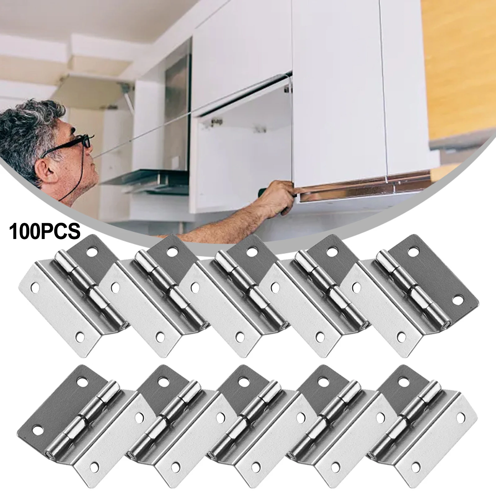 100pcs Nickel Plated Tri Fold Hinges for Vintage Wooden Cabinets Chests and Doors Includes Screws for Mounting