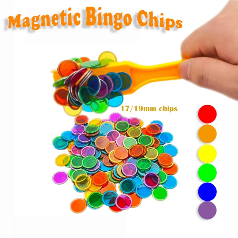 Montessori Magnetic Bingo Wand Metal Chips Children Toys Large Group Game Family Night Sensory Activity Educational Science Tool