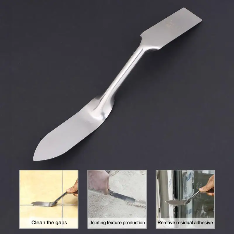 1/2Pcs Stainless Steel Double-headed Mud Plastering Trowel Wall Brick Tile Grout Knife Tools For Seam Repair & Cleaning