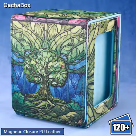 ​Forest Theme ​TCG Deck Box with Display Window,Holds 120+ Cards,Magnetic PU Leather for YGO, PTCG MTGame Cards Storage​