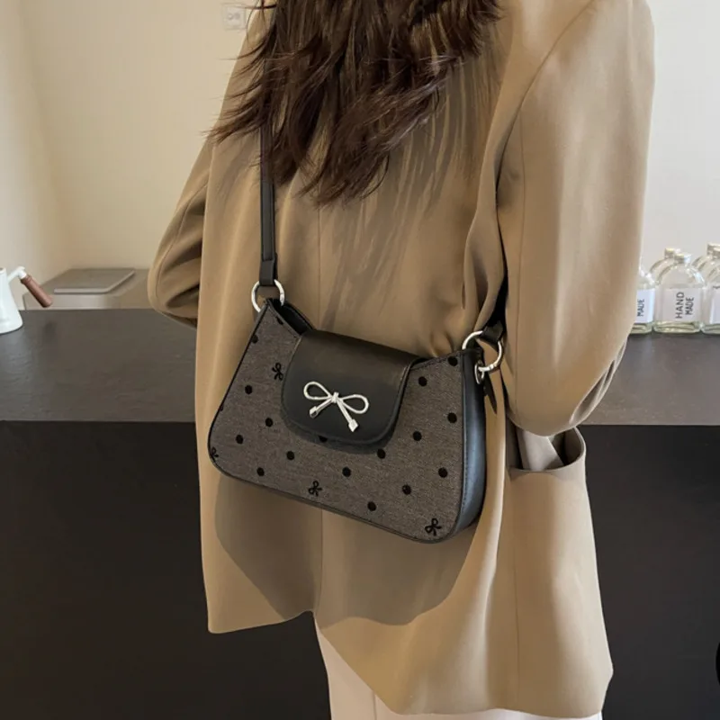 Women New Crossbody Bag Fashion Wave Point Handbag Vintage And Purse 2024 Winter Tote Hobos Bag Lady Shoulder Bag