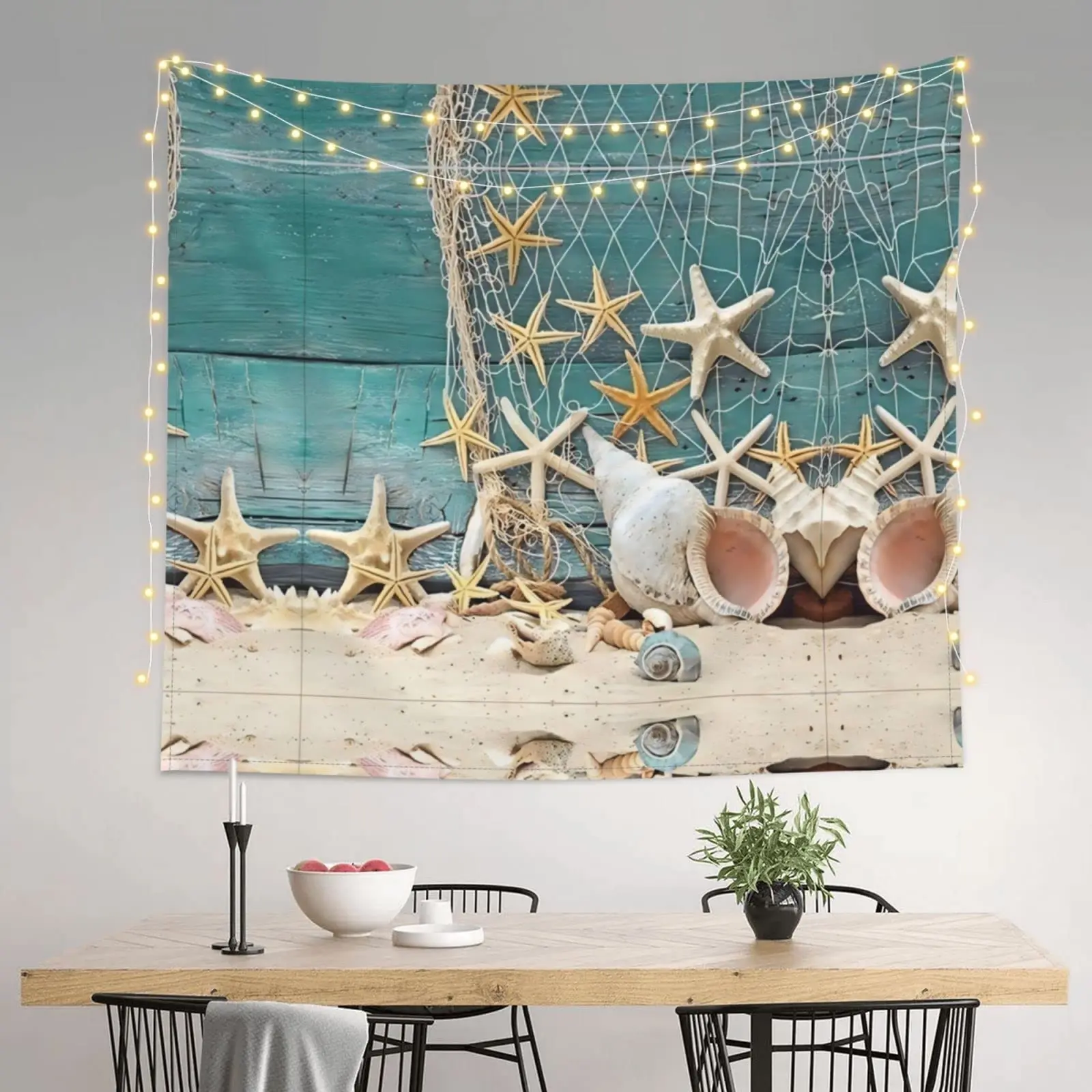 Starfish Seashells Tapestry Sea Creatures Tapestry Beach Blue Ocean Tapestry Wall Hanging Bedroom Living Room Dorm Decoration