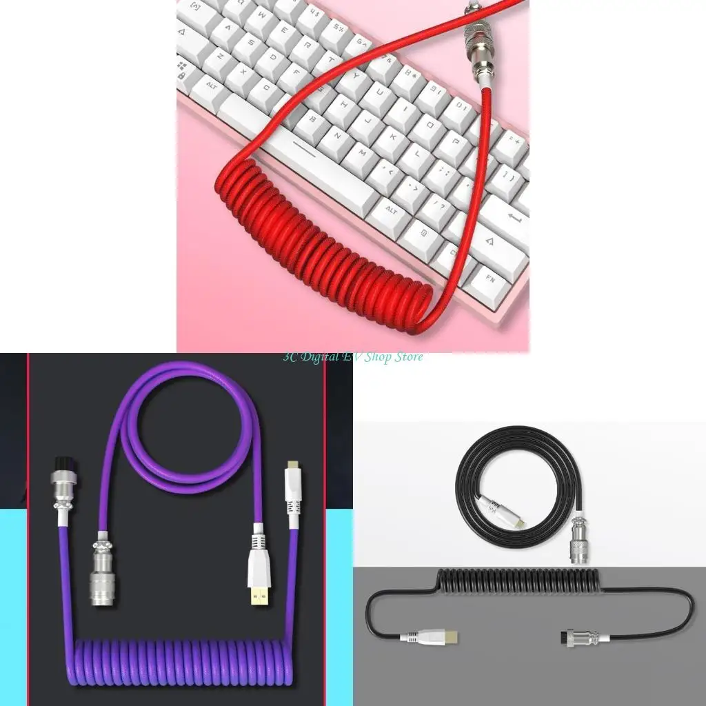 

E74D Витой кабель Тип C USB-порт Соединительная линия для механической клавиатуры Игровая клавиатура Оборудование