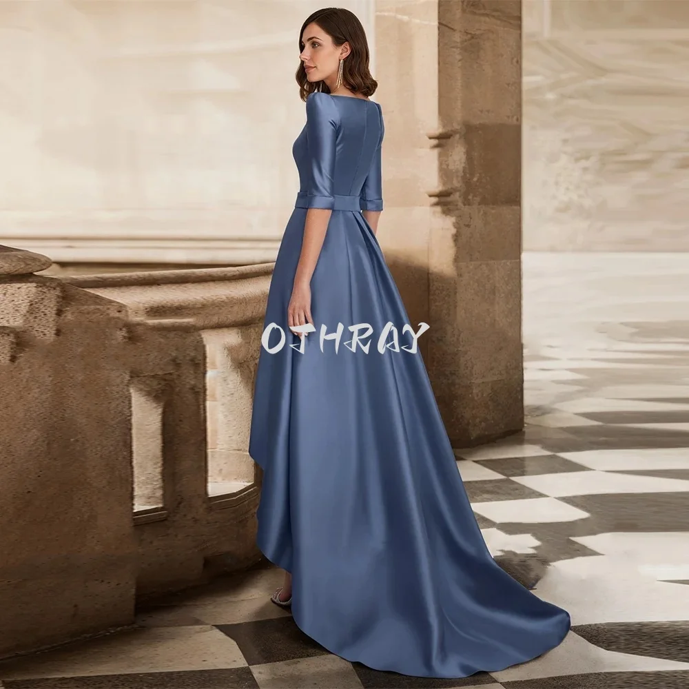 OTHRAY Fashion Mother of the Bride Dresses 2024 A-Line Scoop Satin Wedding Guest Dresses Floor-Length Long Party Evening Gowns