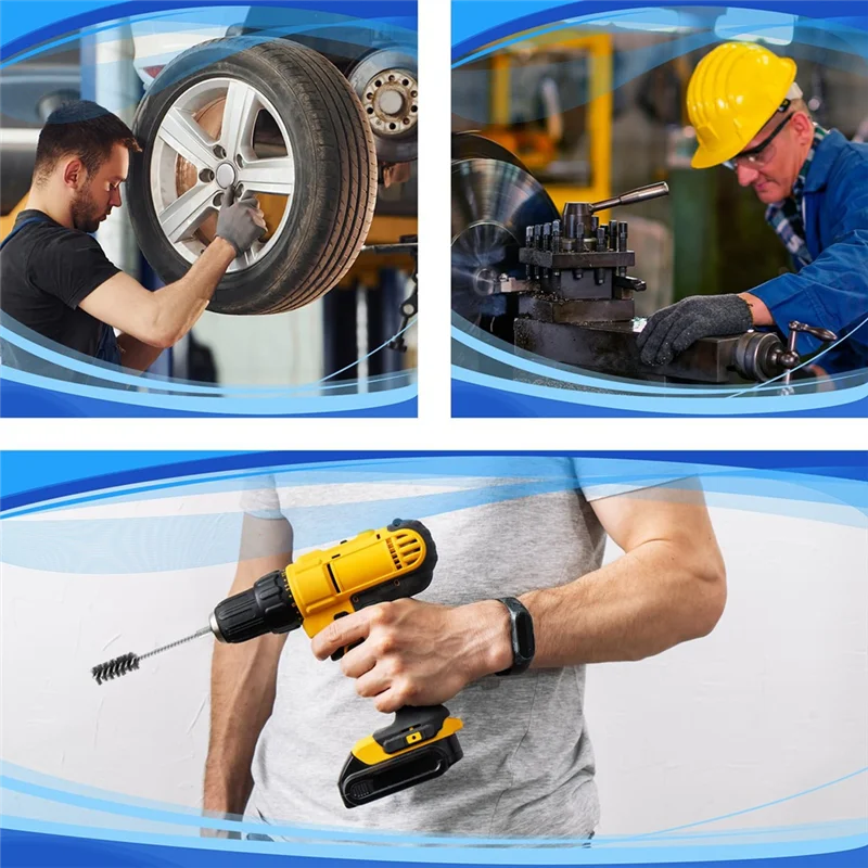 AT05-8Pcs Bore Brush, Stainless Steel Wire Brush Drill Attachments With 1/4 Inch Hex Shank Twisted Wire Cleaning Tools