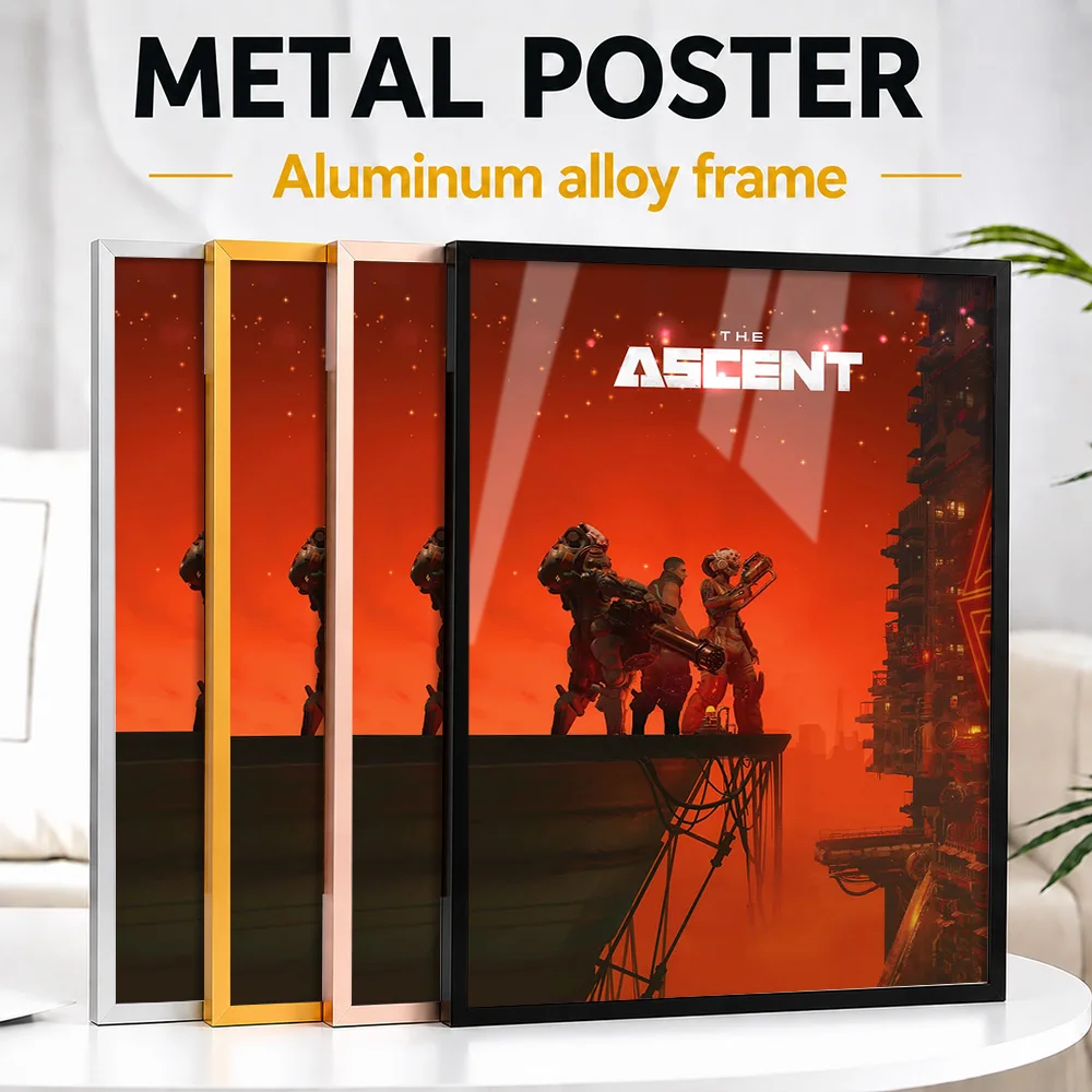 The Ascent Game Framed Aluminum Metal Poster Customized Painting Style Wall Art For Entertainment Room, Gaming Enthusiast Gift