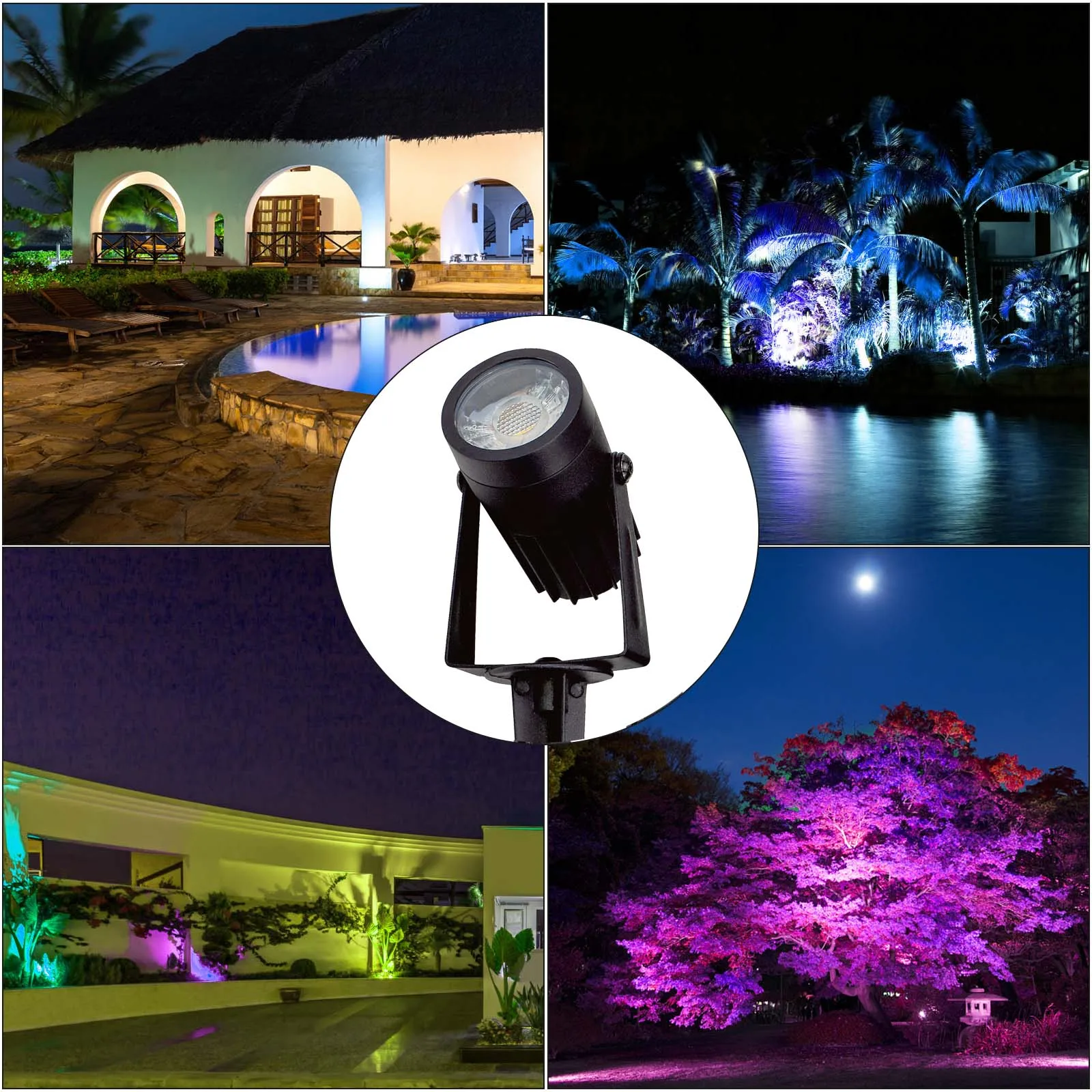 Luci paesaggistiche per esterni a LED WiFi/Buletooth, illuminazione per decorazioni da giardino COB-Tech impermeabile IP67, lampada Spot per