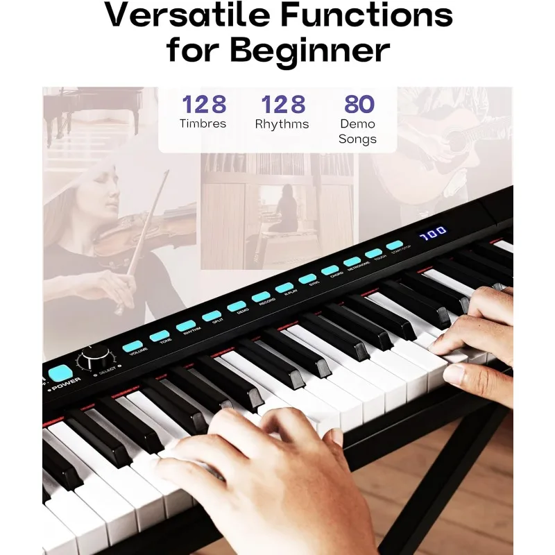 88-Tasten-Tastaturklavier, kompaktes tragbares Digitalpiano mit halbgewichteten 88 Tasten, E-Piano-Tastatur-Set für Anfänger