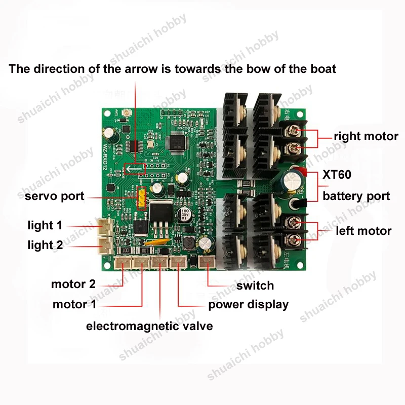 1Set 12V Large Power Remote Controller Kit w GPS Control Antenna for High Speed RC Bait Trawler Boat Transmitter Receiver Board