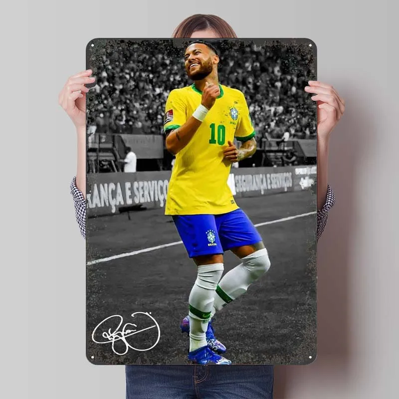 Neymar Jr Football Sports Metal Posters Bedroom Decoration Room Decor Men Custom Metal Tin Signs for Wall Art Decoration Retro