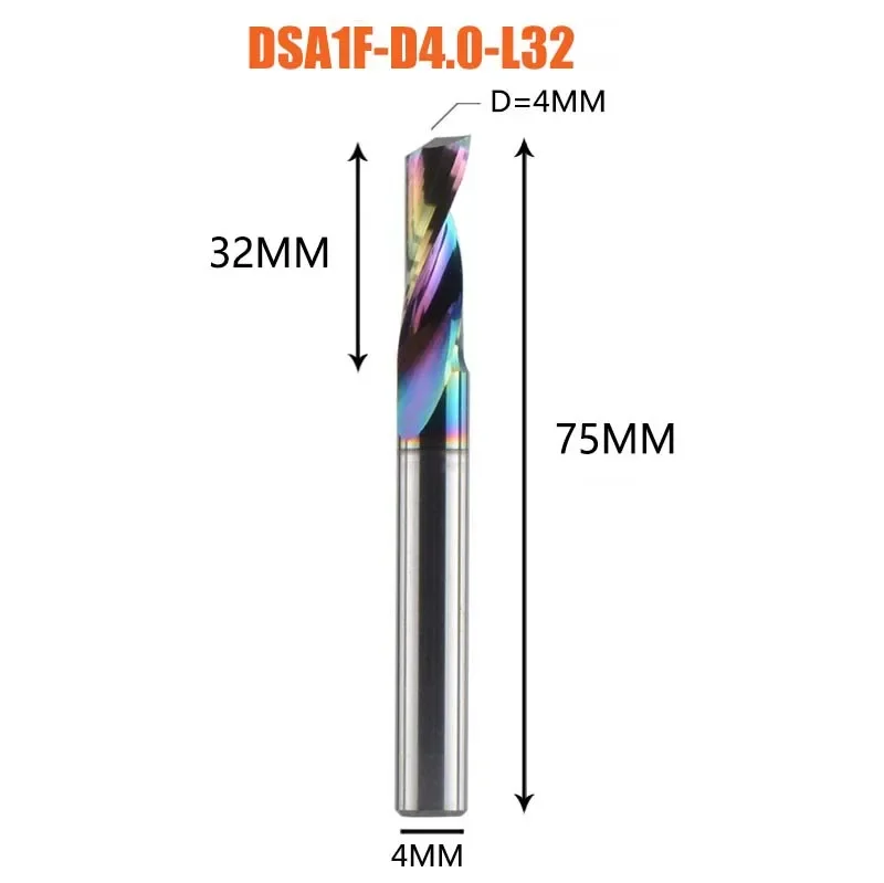 Dreanique 1 st 3.175 4 6 8mm Enkele Fluit Vhm Legering Frees, DLC Coating Frees Bit Voor Aluminium