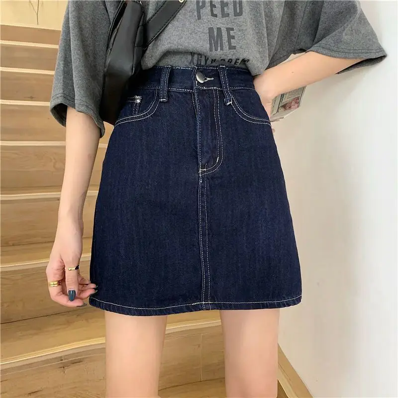 

Women's Denim Skirt Short High Waist Female Jeans Skirts Y2k Vintage Chic and Elegant Aesthetic Quality Premium Luxury Cheap