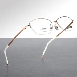 Designed Elegant Pure Titanium Eyeglasses Half Rim Optical Frame Vintage Style