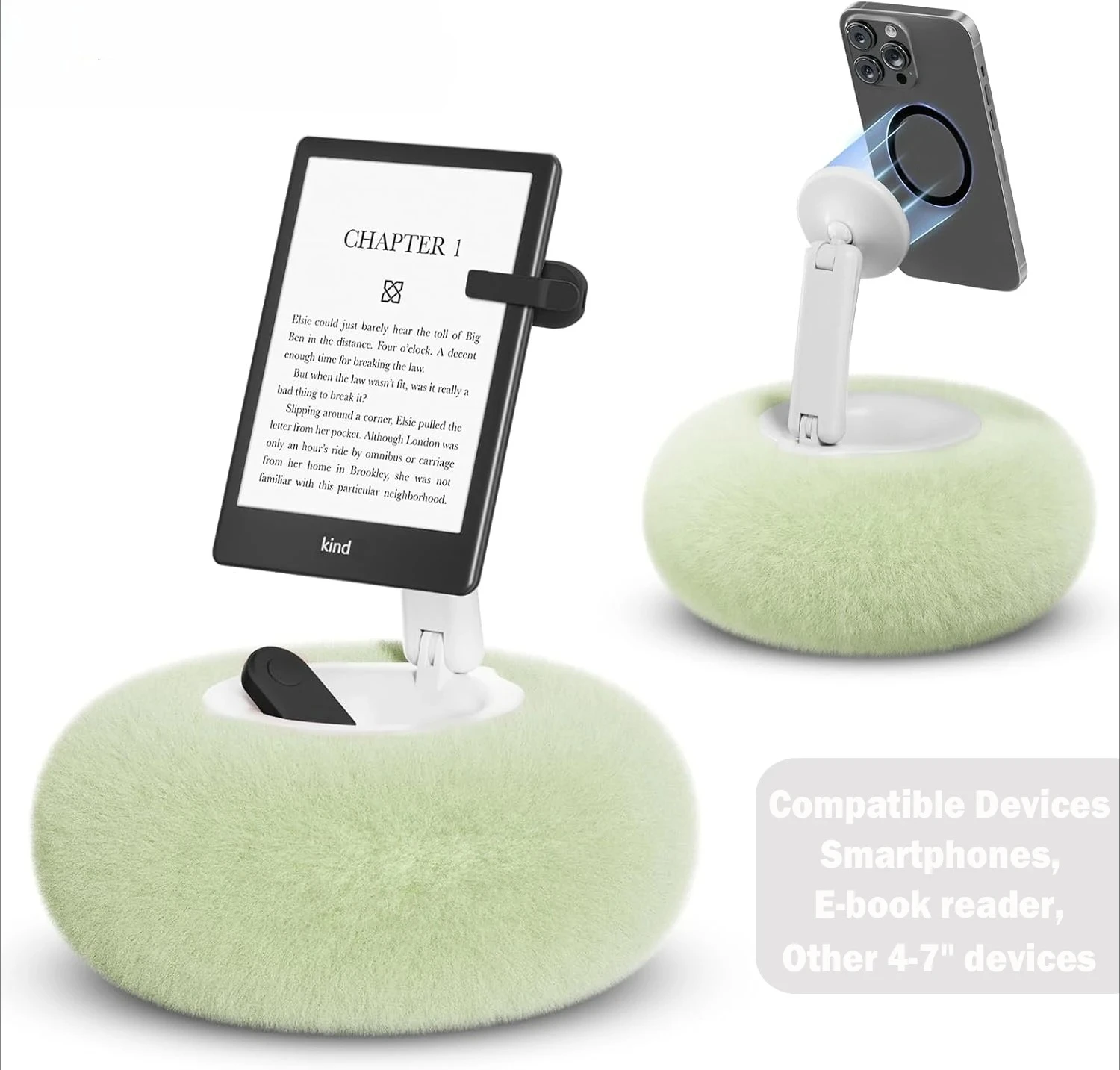 Snug Magnetic Pillow Stand for Bed Reading: Holds Kindle, 3.5-7