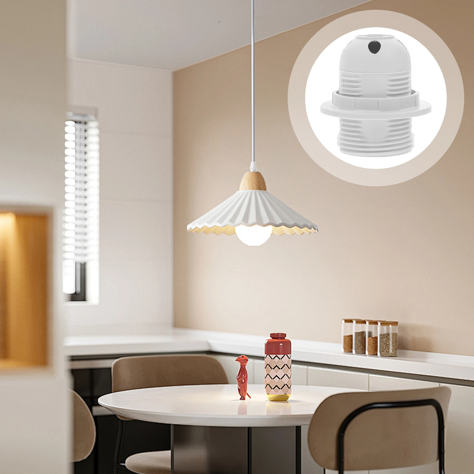 

10pcs E27 Lamp Holder Socket Full Thread Clip Light Bulb Base Adapter Wall Study Home Office Durable Large Design Stable Screw