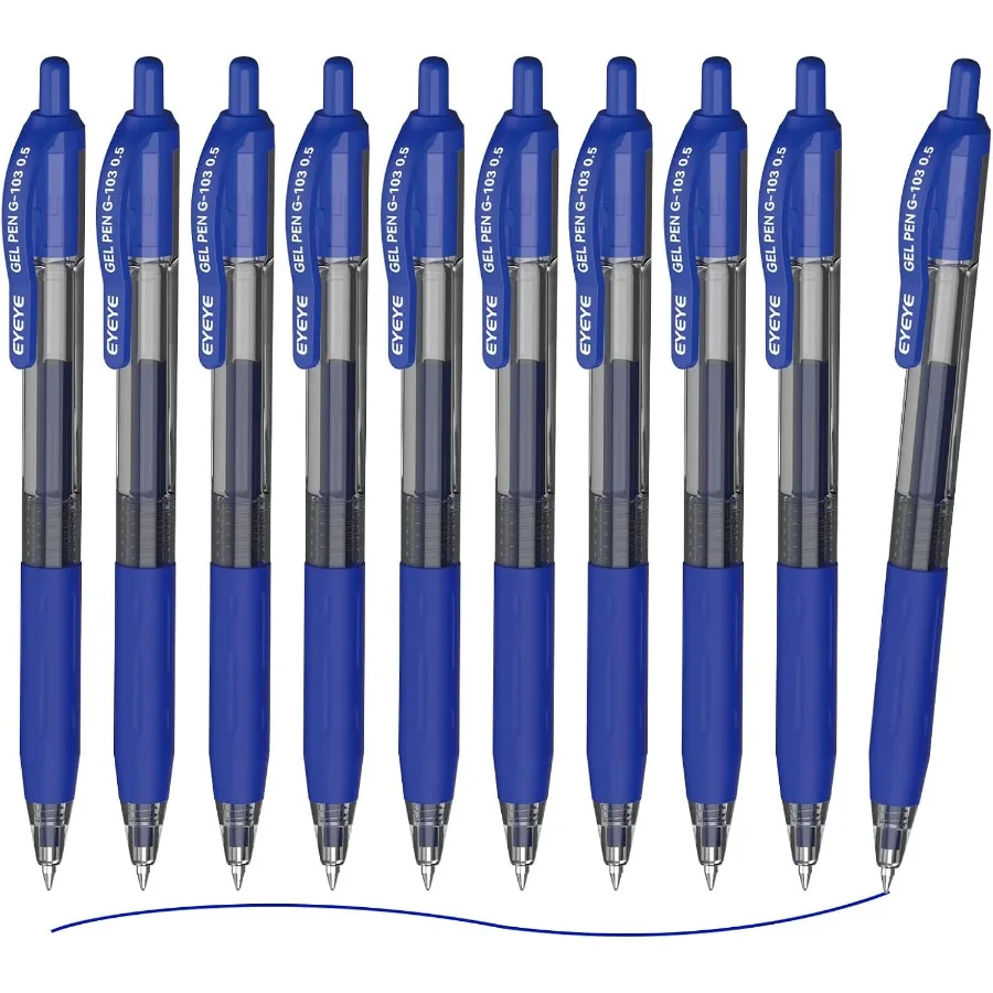 

G103 Retractable 0.5mm Gel Pens 10 Pack Extra Fine Point Blue Ink Pens Quick Dry Ballpoint Pen Fine Point Smooth Writing Pens f