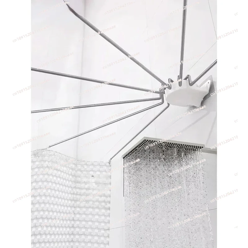 Suitable for shower curtain set without punching, fan-shaped shower curtain rod, curved stainless steel semicircle