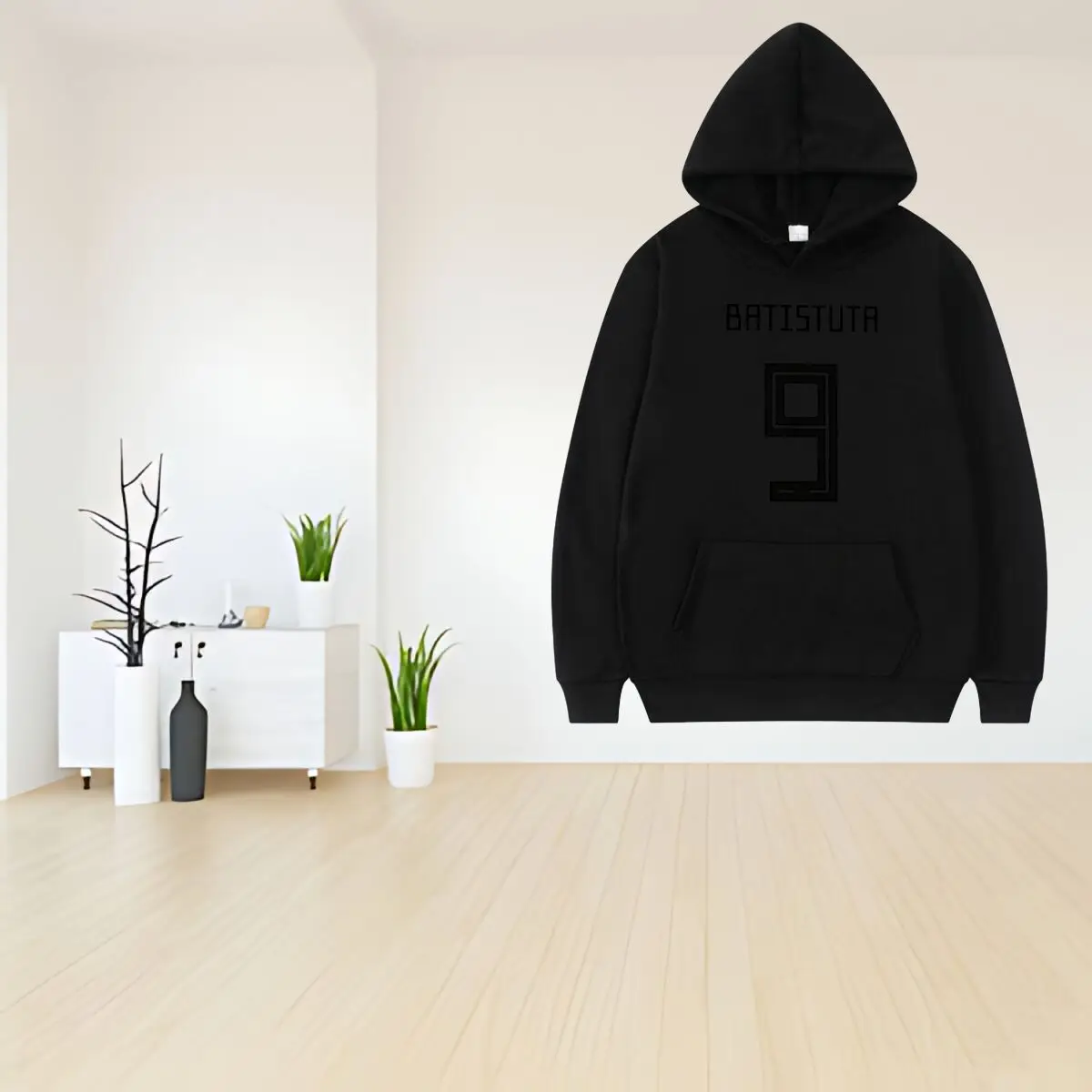 “Batistuta 9” Text Loose Printed Hoodie Set Trendy Simple Unisex Style