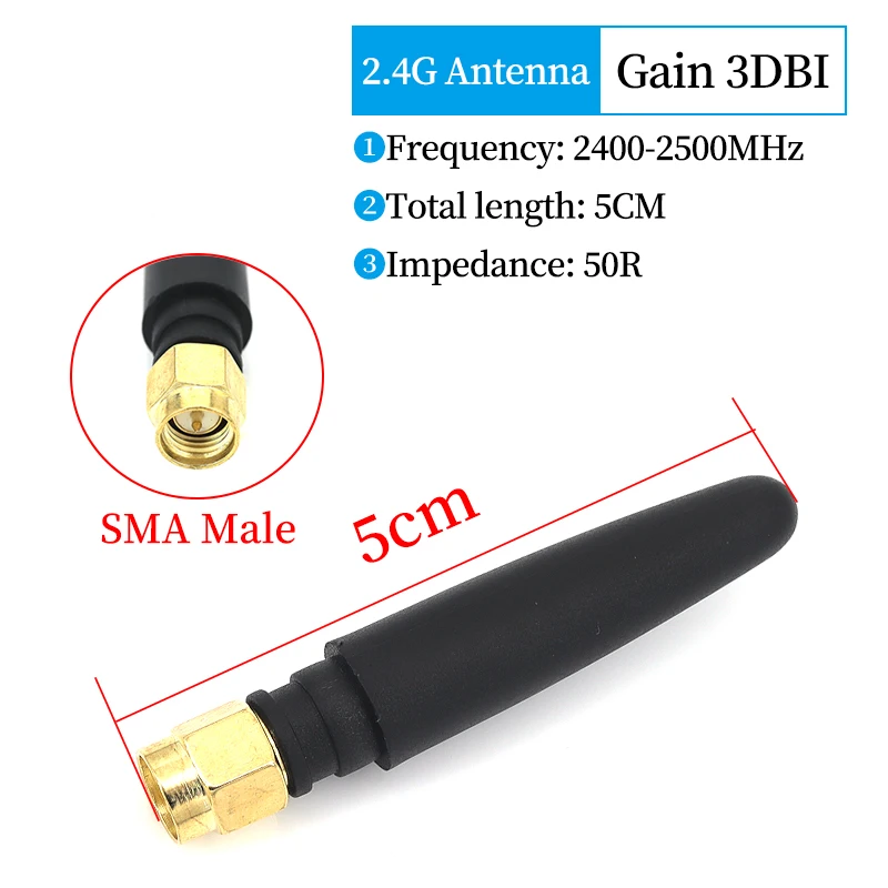 2.4G Antenna Fold Glue Stick 3DBI WLAN Router Antenna Wifi Module Signal Enhancement 2400-2500mhz SMA Male Connector 6DBI