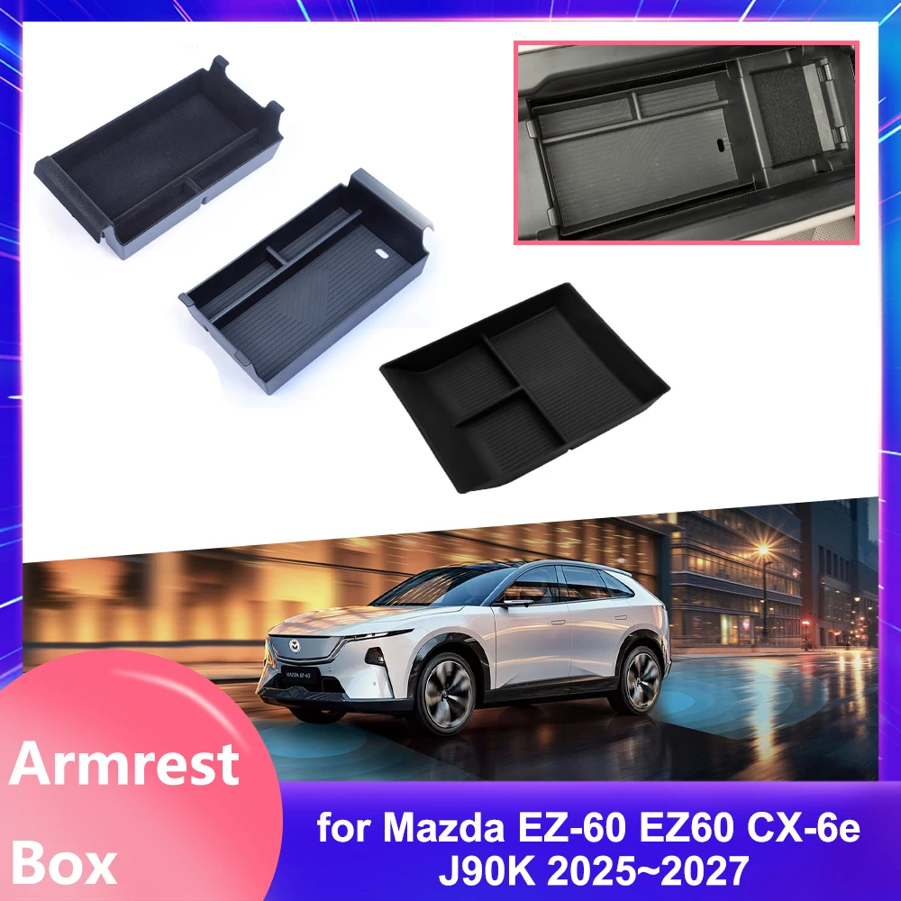 Image of Auto-Aufbewahrungsbox für Mazda EZ-60 EZ60 CX-6e J90K 2025 ~ 2027 Gummi-Silikon-Matte Mittelkonsole Organizer Armlehnen-Tablett Zubehör