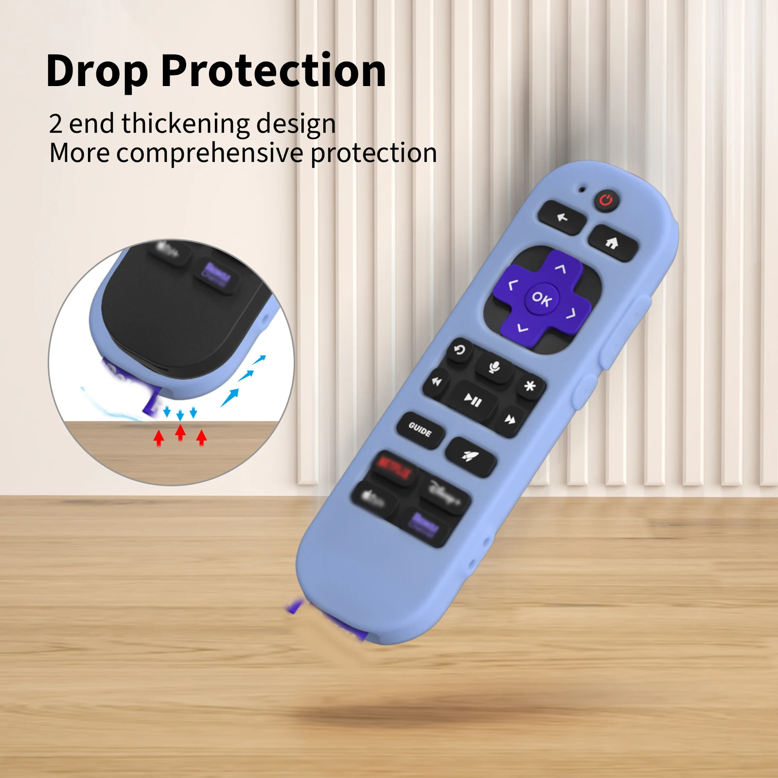 Silicone Protective Control Case for Rokutv Remote Control Cover for Roku Streaming Voice Remote Pro (2nd edition)/RCB1R /RCOS1