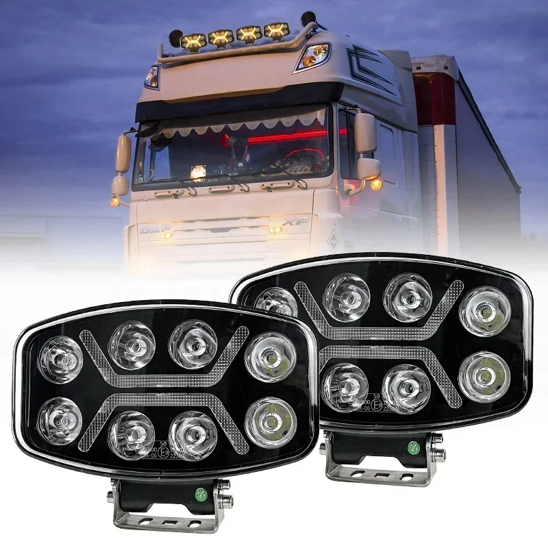 Factory Price 9-30v 90W White Yellow DRL Dual Position Spotlight Light 10 Inch Oval Led Driving Light For Truck Offroad 4WD SUV