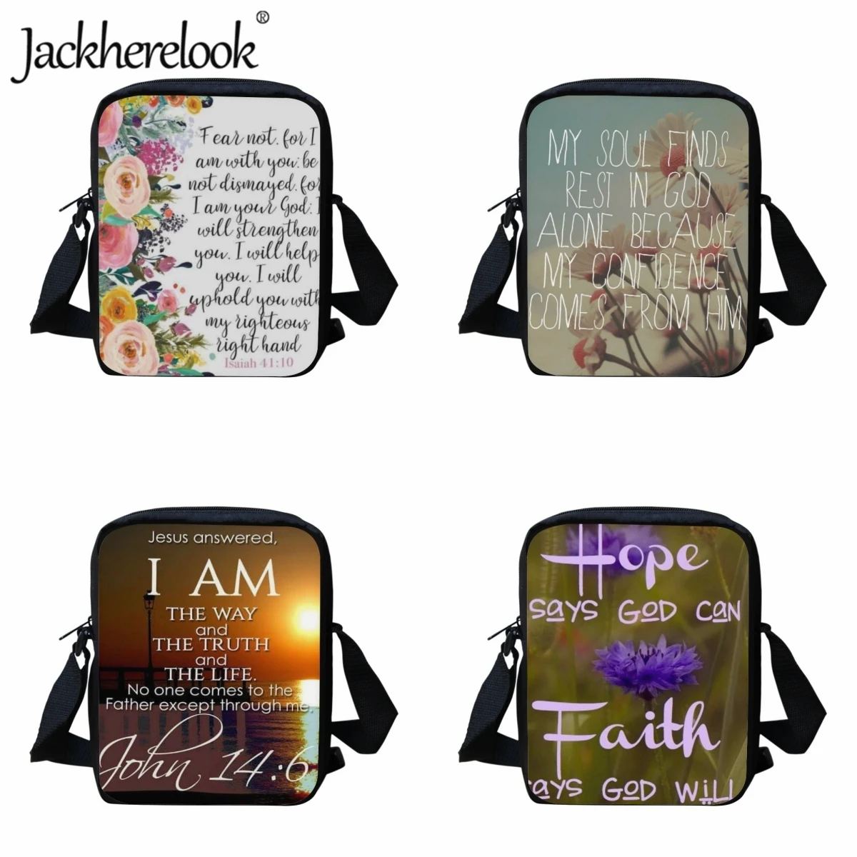 

Jackherelook Christian Bible Verse Pattern Kids Messenger School Bag Fashion Casual Church Bag Children Travel Shopping Bags