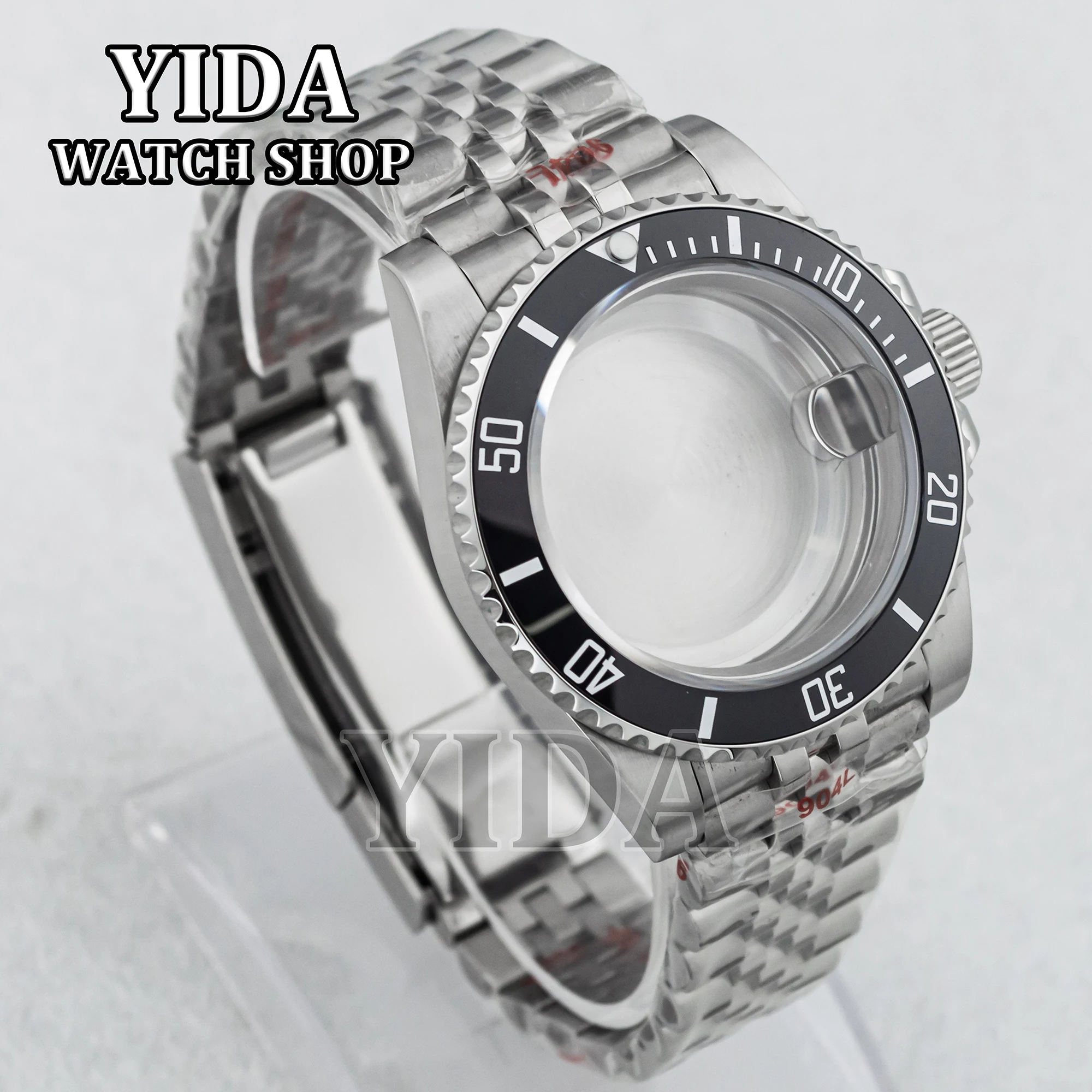 40MM NH35 Stainless Steel Wach Case Strap Ceramic Black Bezel 28.5MM Dial Sapphire Glass for SUB NH34 NH36 Movement Watch Parts