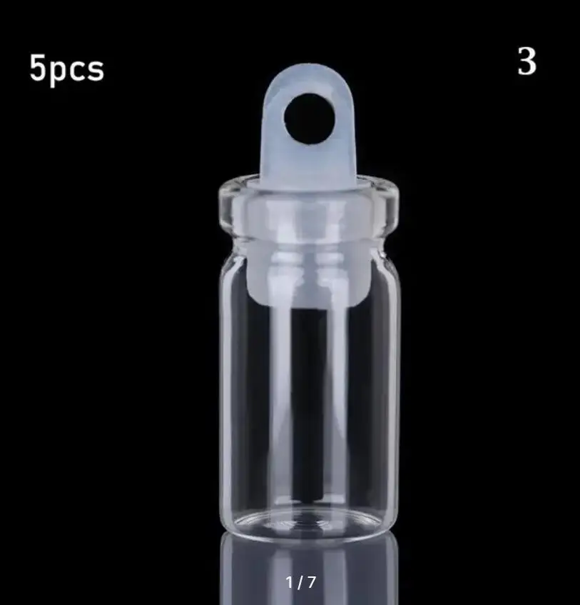 5Pcs Small Drift Bottle Glass Jars Decoration Mini DIY Containers Message Vials Ornaments Cork Stopper Rainbow Wishing Bottle