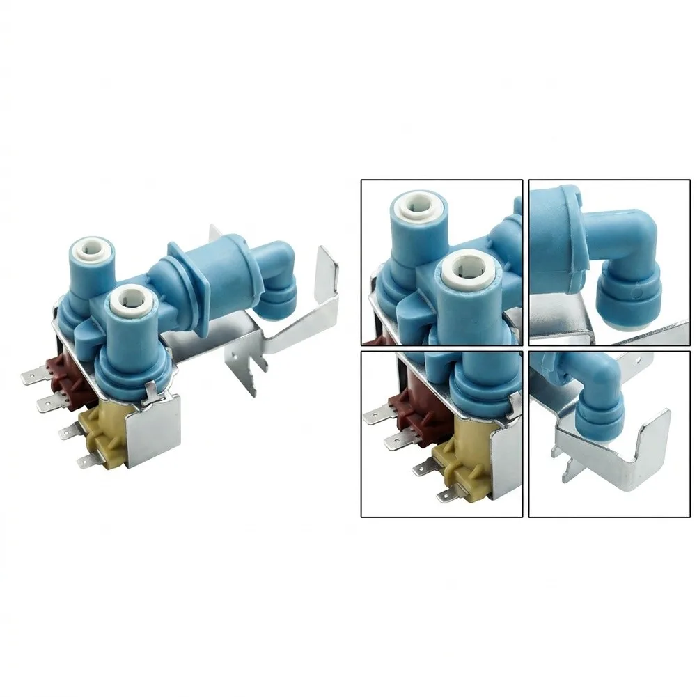 W10420083 For Refrigerator Water Inlet Valve 110V Plastic Housing Dual Outlet 5/16 inch Quick Connect 1/4 inch Terminal