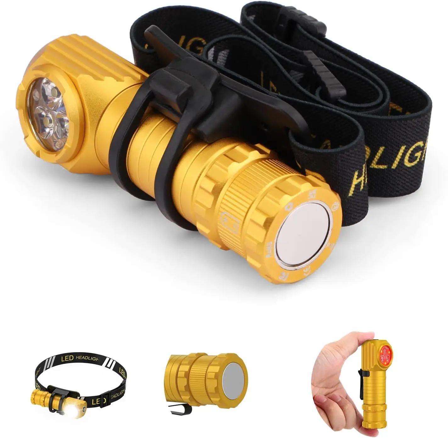 

3,000 Lumens LED Rechargeable Headlamp for Hard Hat Light Running Head Lamp with Red Light, Magnet,180° Tilt, 7 Modes1PC