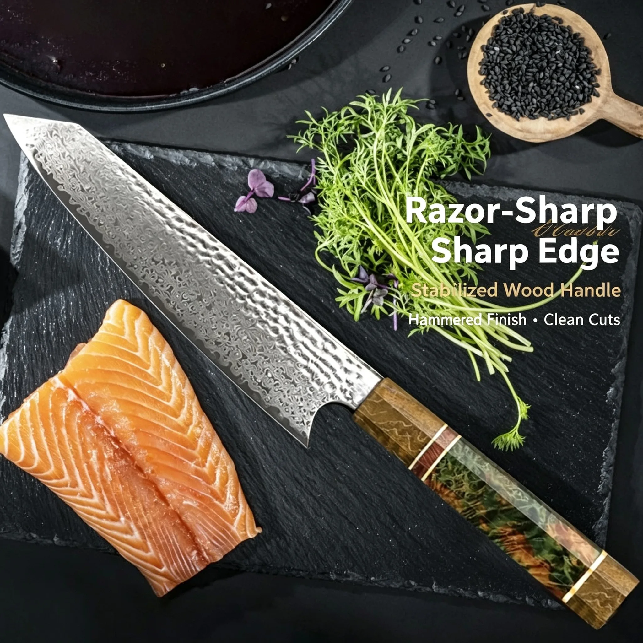 8‑Inch Chef Knife, 67‑Layer VG10 Damascus Steel Kitchen Knife With Solid Wood Handle, Cooking Knife For Vegetable Meat Cutting