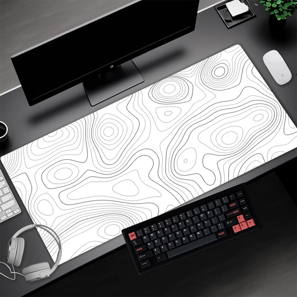 White Mouse Mats Offices Accessories Mouse Pad Xxl Rubber Carpet Topographic Mousepad Strata Liquid Mause Pad 1000mmx500mm