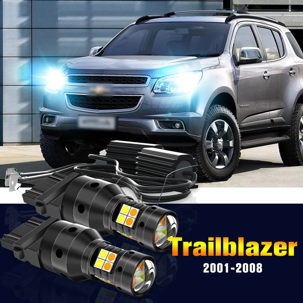 2pcs LED Dual Mode Turn Signal+Daytime Running Light DRL Lamp For Chevrolet Trailblazer 2001-2008 2003 2004 2005 Accessories