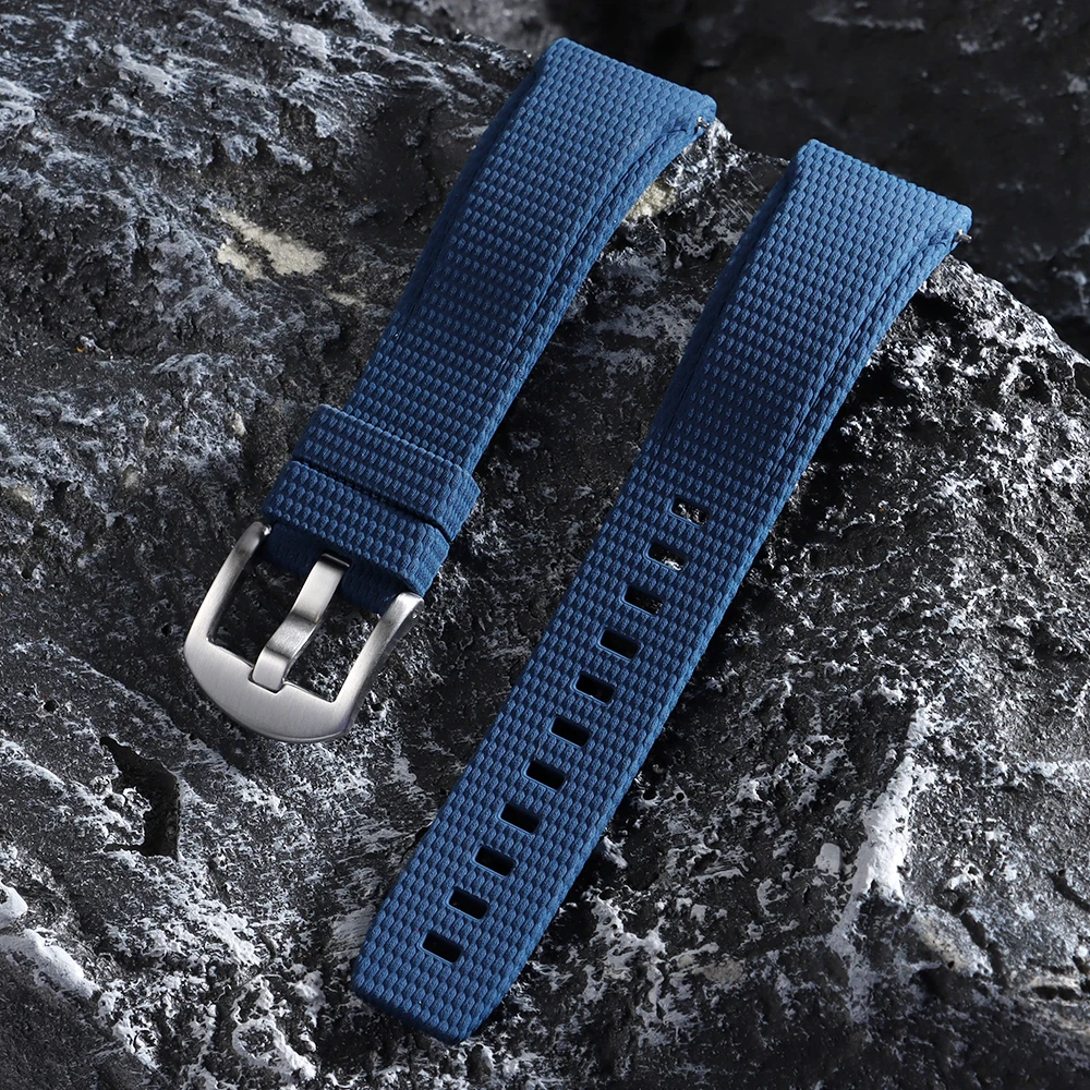 Neues Gebogenes FKM-Gummi-Uhrenarmband mit Schnellverschluss für Omega, Rolex, Seiko, Longines Herrenuhren 20mm 21mm 22mm