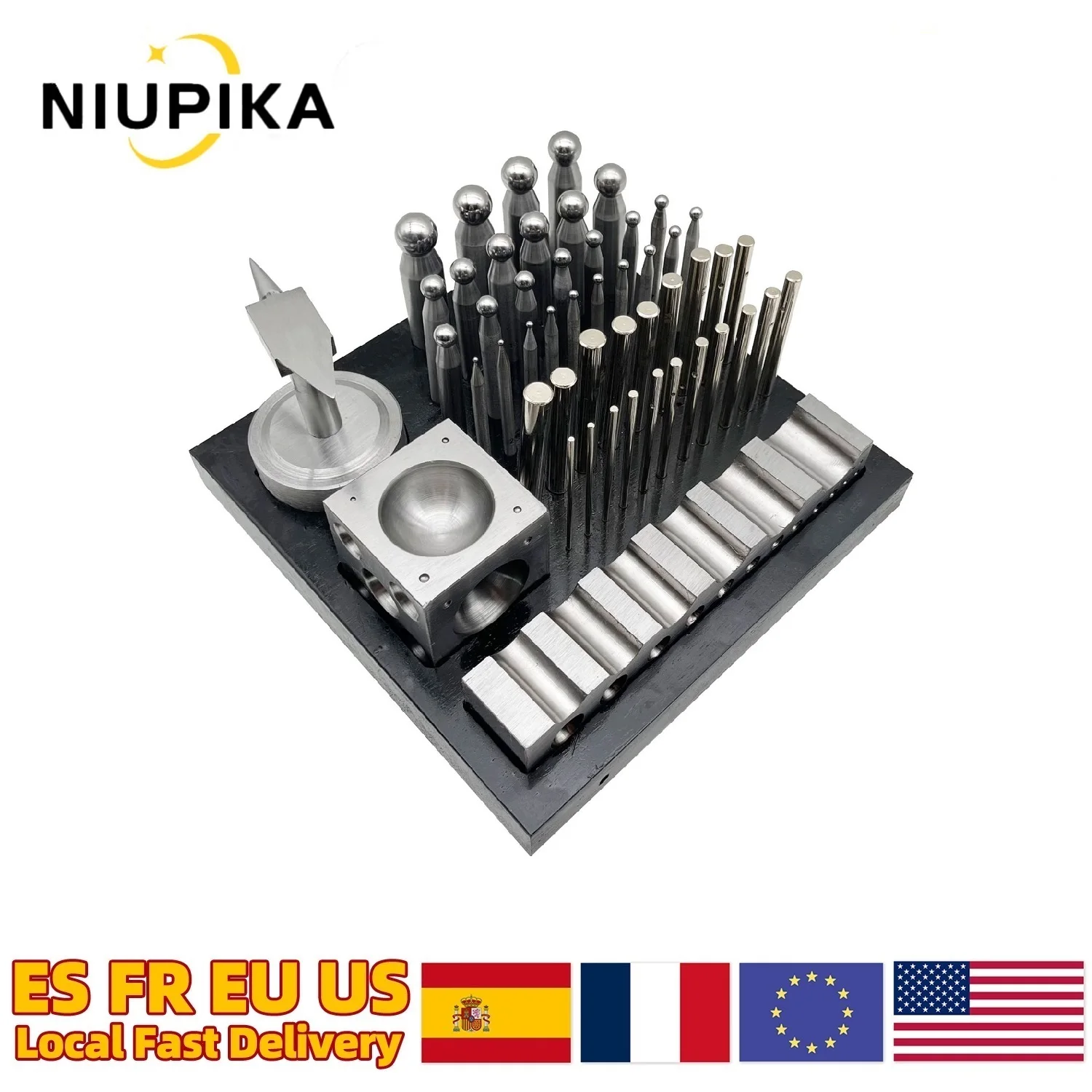 50pcs Multi-Purpose Dapping Doming Block Punch Set Nest Anvil Metal Forming Dapping Tool Set for Jewelry Making and Repair