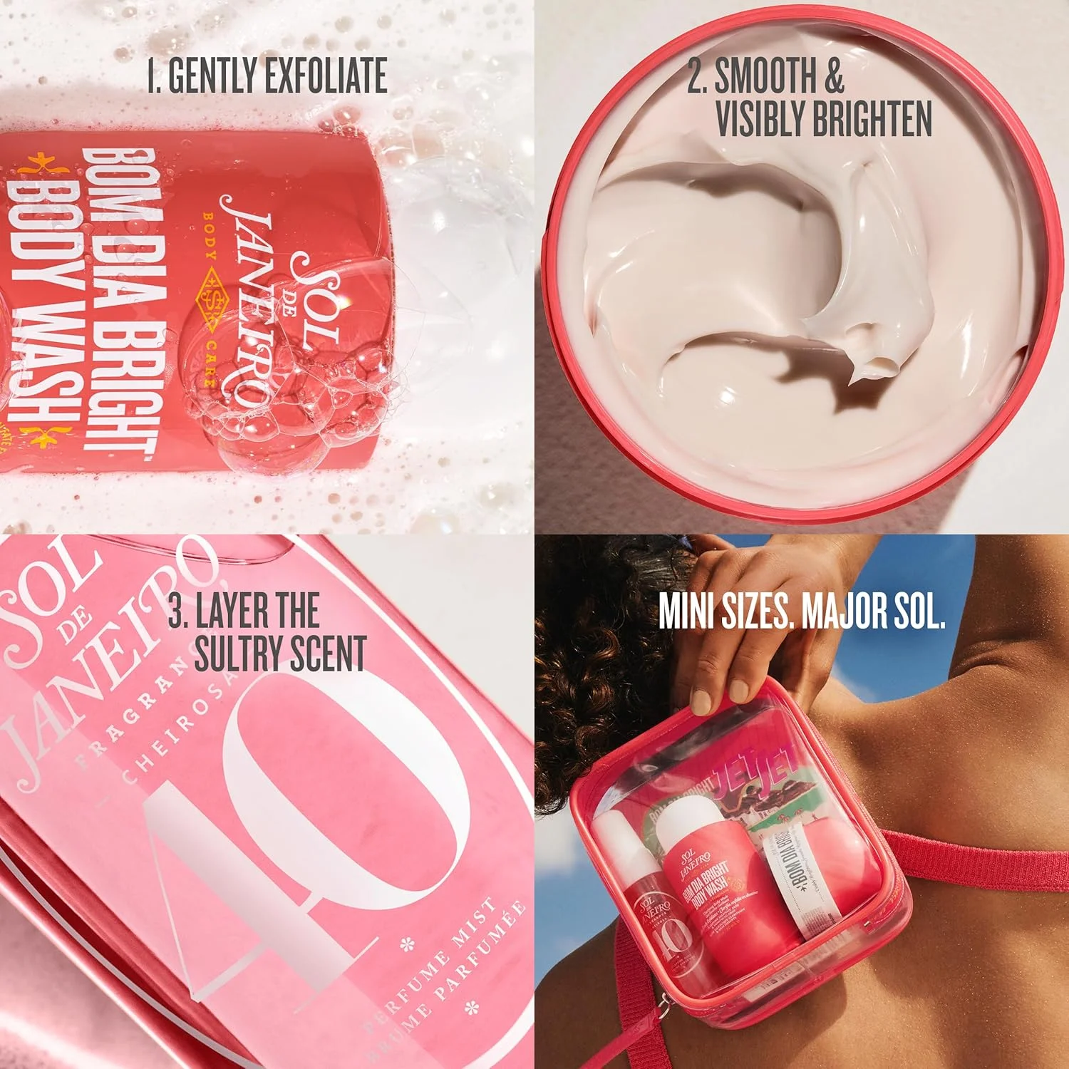 Sol de Janeiro Bom Dia Bright Cheirosa 40 neutral travel set fragrance, fresh and bright tropical floral and fruity notes, long-lasting fragrance, convenient to carry, the most popular