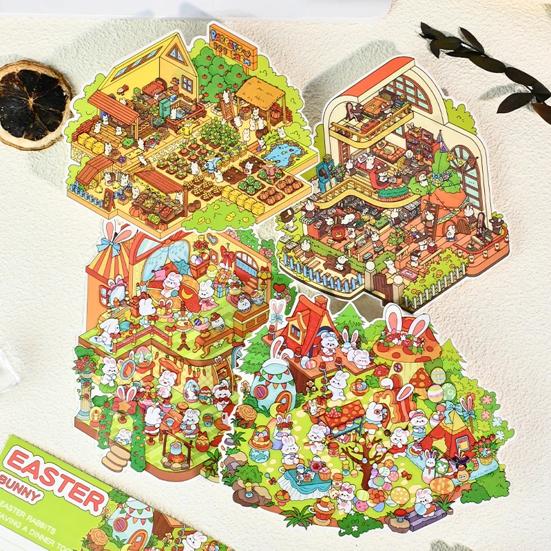 

Easter Series Miniature Scene 2.5D Landscape stickers Decompress handmade stickers