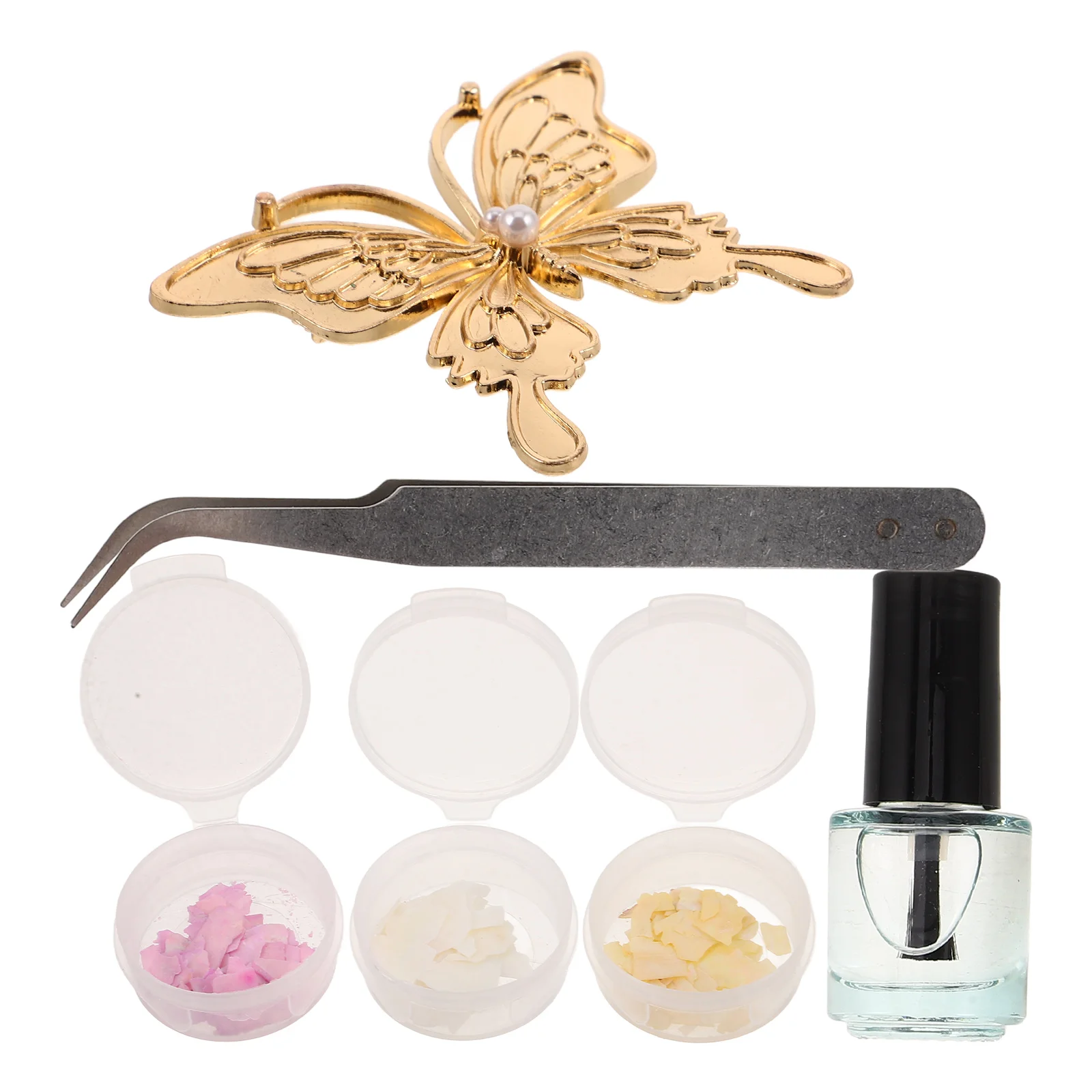 

Mother-of-Pearl Butterfly Brooch Pin DIY Jewelry Kit Handmade Brooches for Women Fashion Unique Anime Button Badges Pink Ribbon