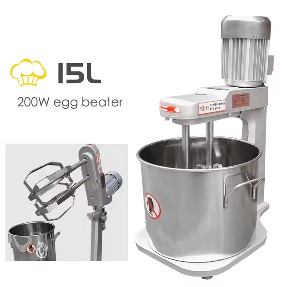 

Commercial 15L Planetary Mixer - Double Stirring Stand Mixer for Dough & Eggs, Stainless Steel, High-Efficiency