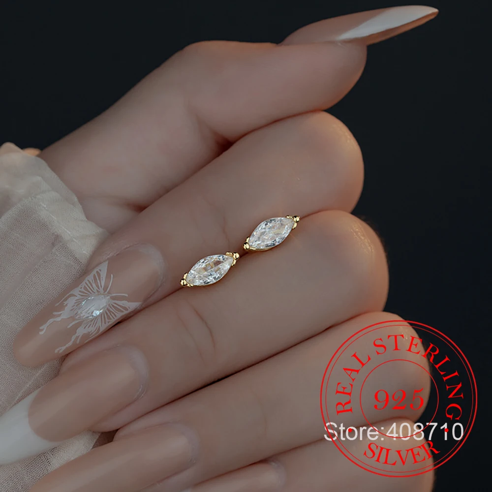 

925 Sterling Silver Jewelry Single Unicorn Eye Zircon Stud Earrings for Women Wedding Party Jewelry For Girls Friend Gift