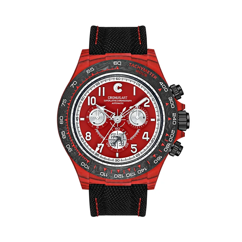 

Men's Transparent Dial Mechanical Watch With Sapphire Crystal Carbon Fiber Round Case Diver Power Reserve Features For Business